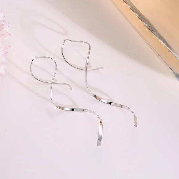 NWOT Spiral Threader Drop Dangle Sterling Silver Earrings Jewelry - Picture 7 of 7